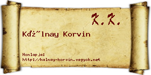 Kálnay Korvin névjegykártya